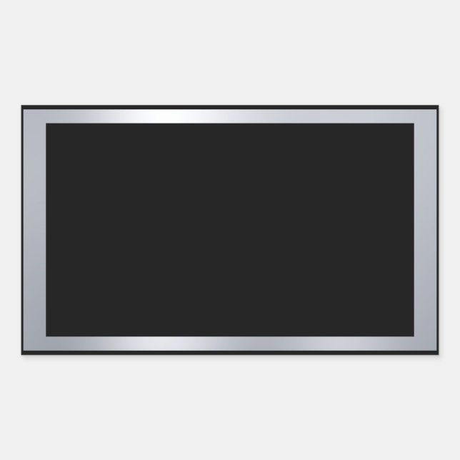 Sticker Rectangulaire Faux argent et élégant modèle vierge noir (Devant)
