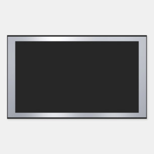 Sticker Rectangulaire Faux Argent Et Noir Élégant Modèle Blanc