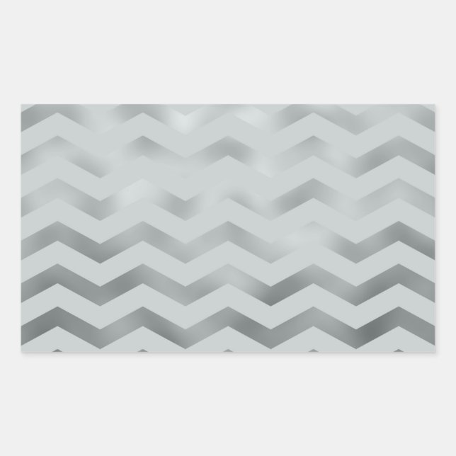Sticker Rectangulaire Faux Argent Gris Huile Chevron Zig Zag Texture (Devant)