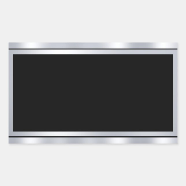 Sticker Rectangulaire Faux Argent Noir Ajouter Texte Modèle Vierge Perso (Devant)