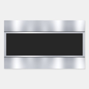 Sticker Rectangulaire Faux Argent Noir Ajouter Texte Modèle Vierge Perso