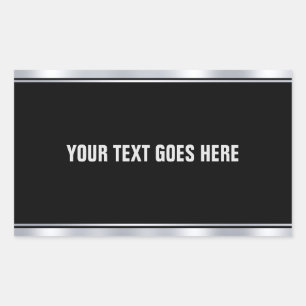 Sticker Rectangulaire Faux Argent Noir Ajoutez Votre Texte Modèle Person