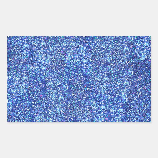 Sticker Rectangulaire Faux Blue Parties scintillant Blank Modèle Glamour (Devant)