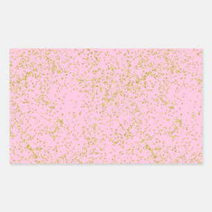 Sticker Rectangulaire Faux Gold Foil rose Arrière - plan Parties scintil