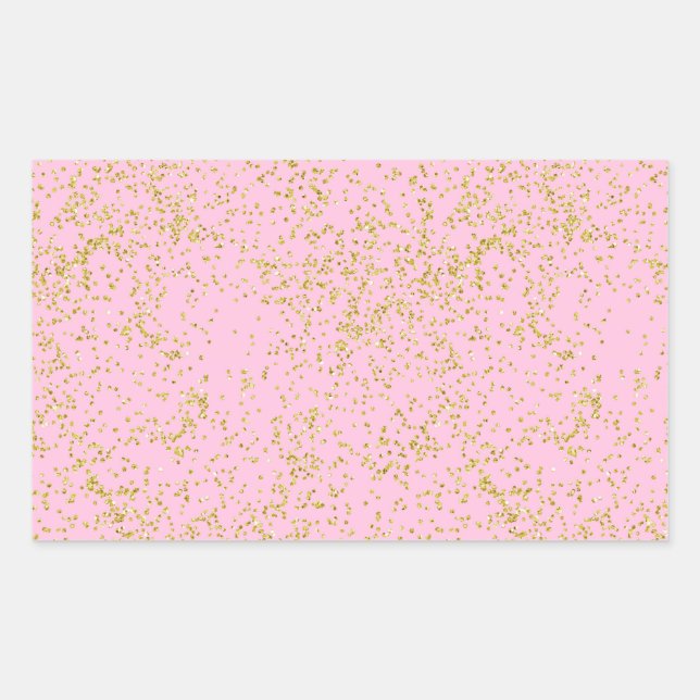 Sticker Rectangulaire Faux Gold Foil rose Arrière - plan Parties scintil (Devant)