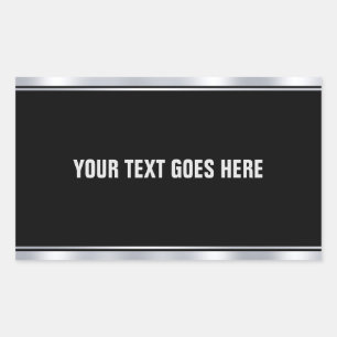 Sticker Rectangulaire Faux Silver Black Ajouter votre Modèle de texte pe
