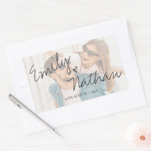 Sticker Rectangulaire Faux Vellum Effet Mariage photo mou