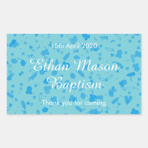 Sticker Rectangulaire Faveur de baptême Confetti Bleu Bébé