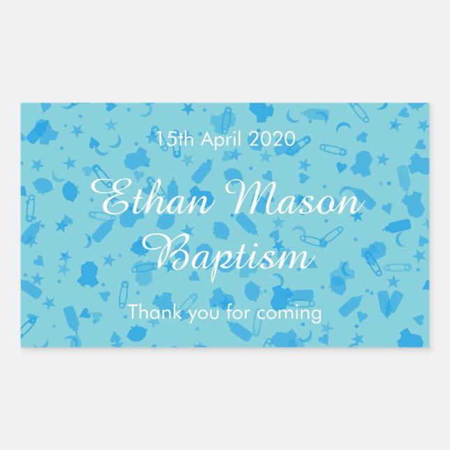 Sticker Rectangulaire Faveur de baptême Confetti Bleu Bébé (Devant)