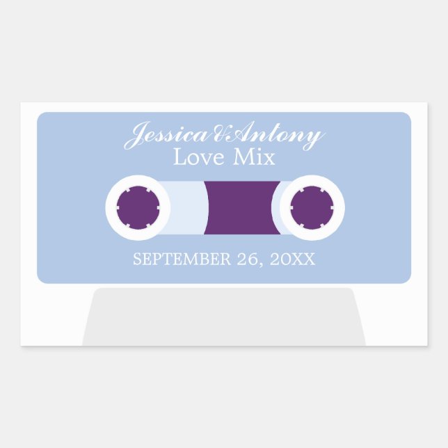 Sticker Rectangulaire Faveur de mariage rétro Mixtape (Devant)