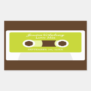 Sticker Rectangulaire Faveur de mariage rétro Mixtape