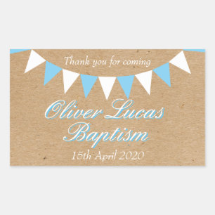 Sticker Rectangulaire Favori de baptême bleu Baby Bunting