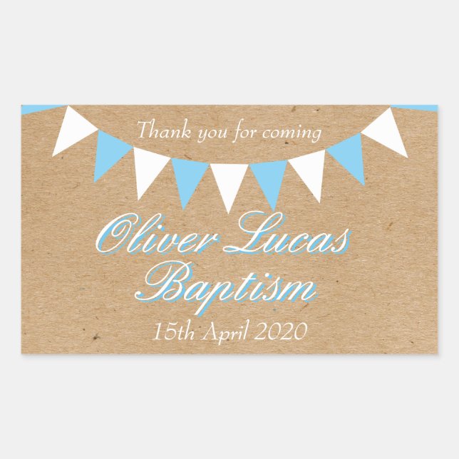 Sticker Rectangulaire Favori de baptême bleu Baby Bunting (Devant)