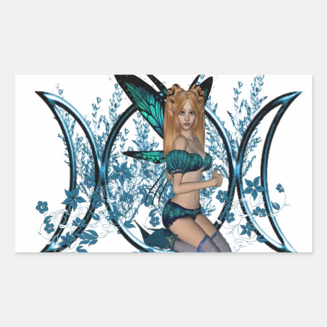 Sticker Rectangulaire Fée bleue (Devant)