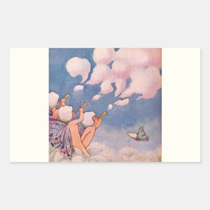 Sticker Rectangulaire Fées des Nuages Créant des Nuages