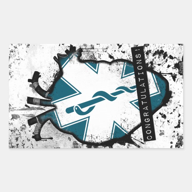 Sticker Rectangulaire félicitations au travailleur des services médicaux (Devant)