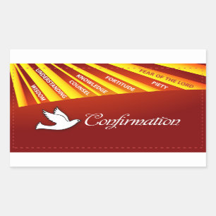 Sticker Rectangulaire Félicitations Confirmation Colombe avec Or et R