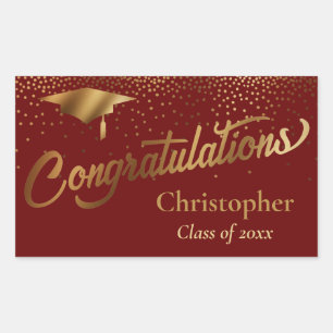 Sticker Rectangulaire Félicitations Graduate Class of Gold Burgundy