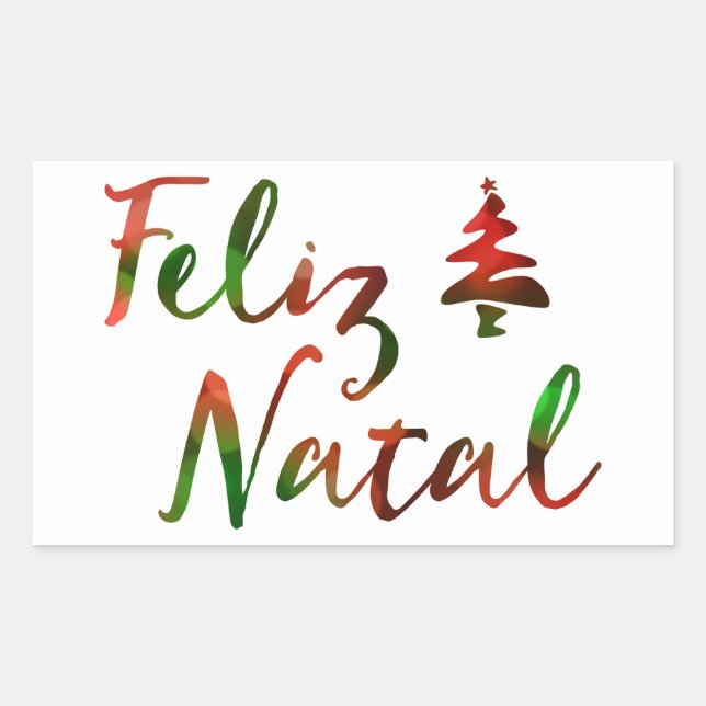 Sticker Rectangulaire Feliz Natal bokeh (Devant)