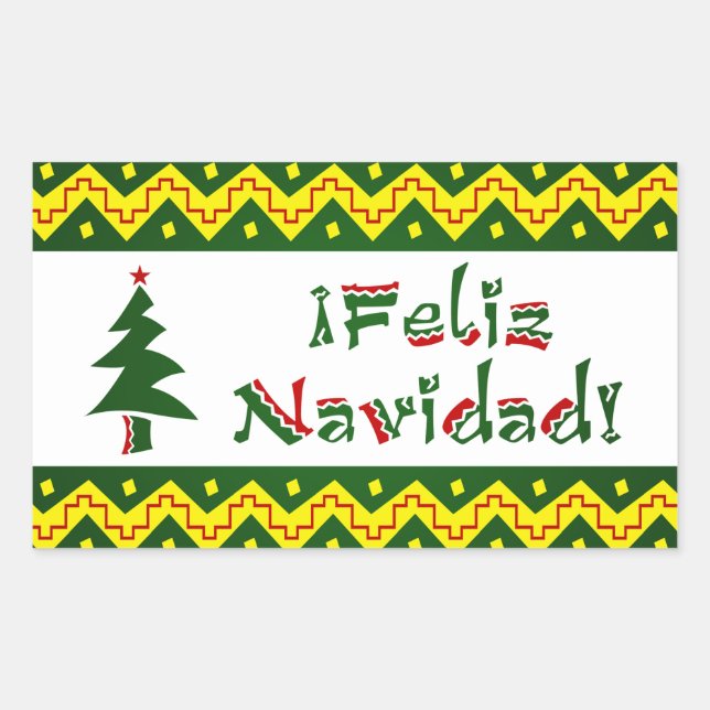 Sticker Rectangulaire Feliz Navidad arriba (Devant)