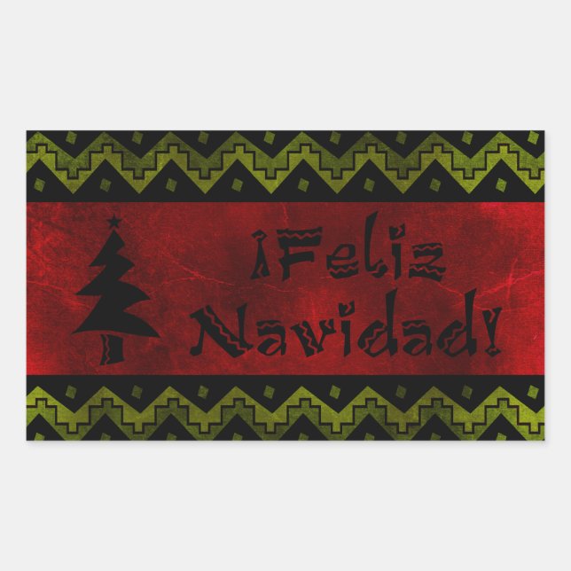 Sticker Rectangulaire Feliz Navidad arriba (Devant)