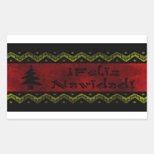 Sticker Rectangulaire Feliz Navidad arriba