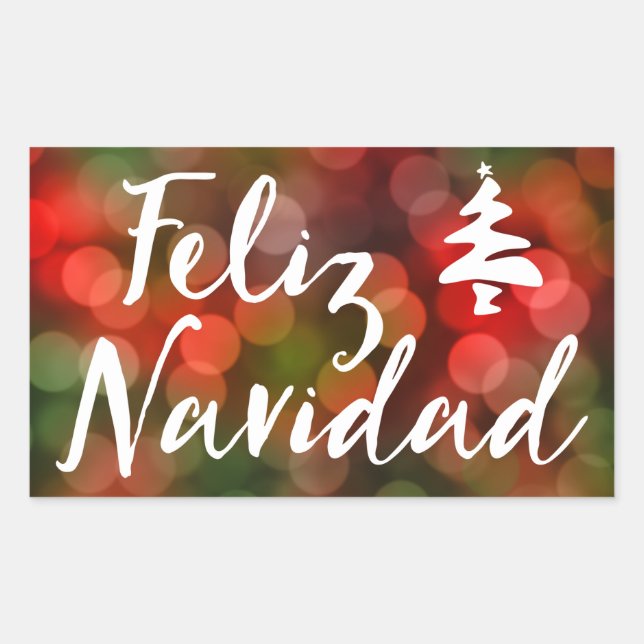 Sticker Rectangulaire Feliz Navidad (lumières des livres) (Devant)