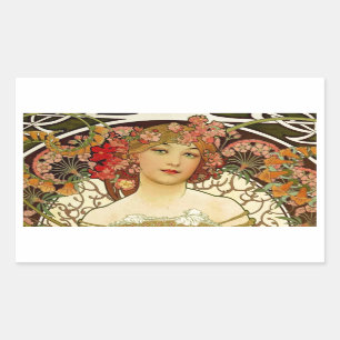 Sticker Rectangulaire Femme 1897 de Champagne - F. Champenois Imprimeur