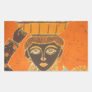 Sticker Rectangulaire Femme africaine portant panier d'art
