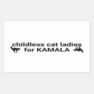 Sticker Rectangulaire Femme de chat sans enfant pour Kamala drôle noir b