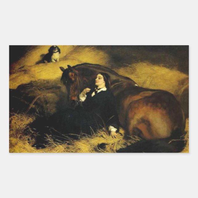 Sticker Rectangulaire Femme et Cheval (Devant)