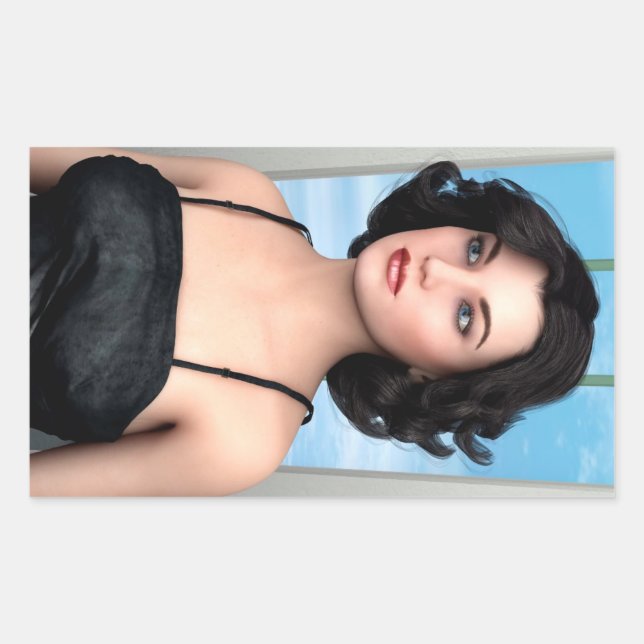 Sticker Rectangulaire Femme Vintage (Devant)