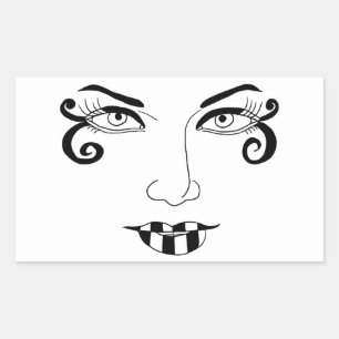 Sticker Rectangulaire Femme Visage amusant oeil maquillage beauté art
