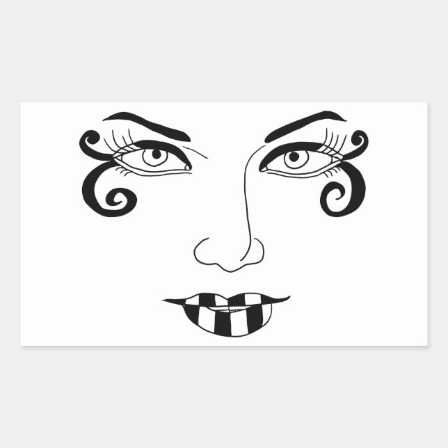 Sticker Rectangulaire Femme Visage amusant oeil maquillage beauté art (Devant)