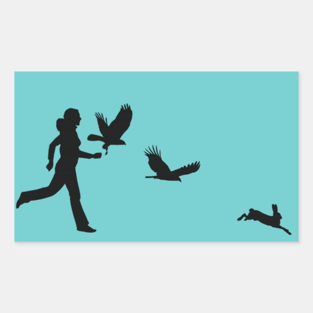 Sticker Rectangulaire Femme volant Harris Hawks (Devant)