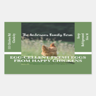 Sticker Rectangulaire Ferme familiale Funny Poulet Modèle photo vert