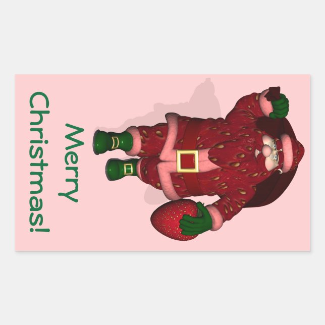 Sticker Rectangulaire Fermier de fraises du Père Noël (Devant)