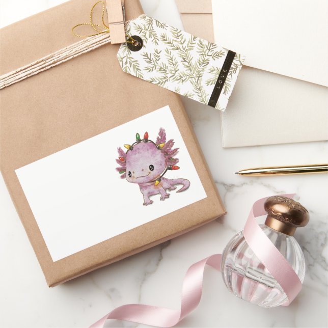 Sticker Rectangulaire Festive Axolotl (Cadeaux)