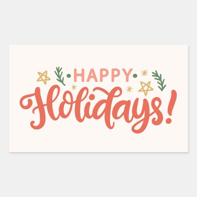 Sticker Rectangulaire Festive Happy Holidays Design (Devant)