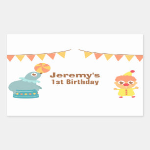 Sticker Rectangulaire Fête d'anniversaire pour enfants - Clown de cirque