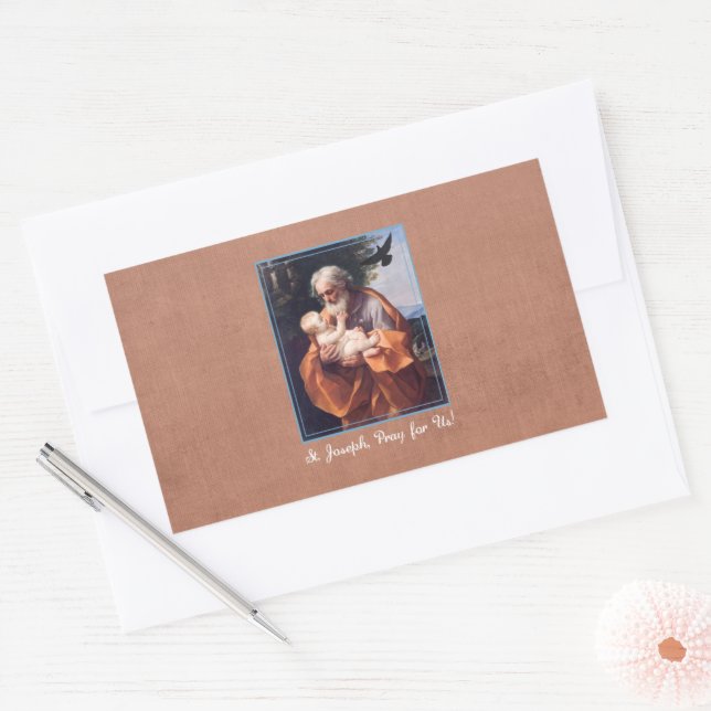 Sticker Rectangulaire Fête de la Saint-Joseph avec l'Enfant Jésus (Enveloppe)