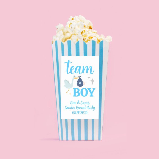 Sticker Rectangulaire Fête de révélation du sexe de l'équipe Boy Blue Po (Team Boy Blue Gender Reveal Party Custom Popcorn Rectangular Sticker
)