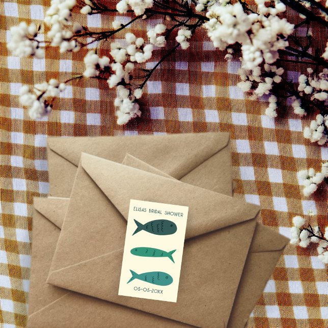 Sticker Rectangulaire Fête des mariées De Soiree En Bord De Mer Poissons (Seaside Soiree Bridal Shower Cute Fishes CUSTOM Rectangular Sticker
)