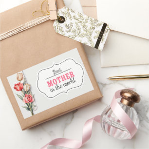 Sticker Rectangulaire Fête des mères maman aquarelle dessin fille.