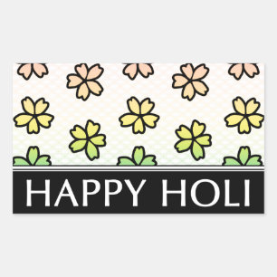 Sticker Rectangulaire fête du printemps heureux de holi