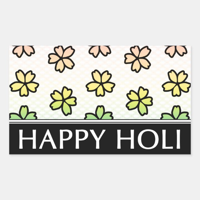 Sticker Rectangulaire fête du printemps heureux de holi (Devant)