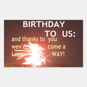 Sticker Rectangulaire Fête Fireworks avec message Merci