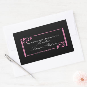 Sticker Rectangulaire Fête Papel Picado Sweet 16 Mexicain Coquille Rose
