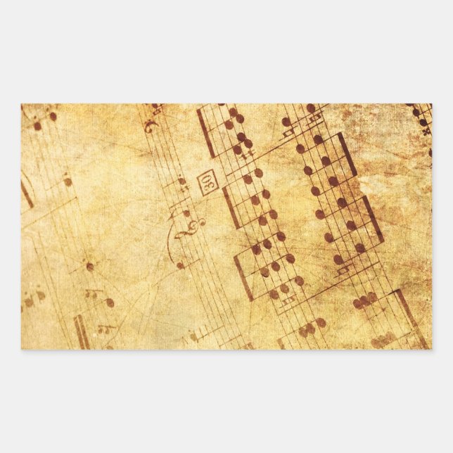 Sticker Rectangulaire Feuille d'antiquité Vintage dorée Partition (Devant)