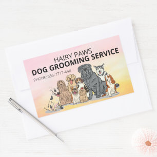 Sticker Rectangulaire Feuille d'autocollant d'entreprise Dog Grooming Wa